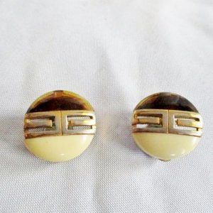 Givenchy Round Gold-Tone and Cream Enamel Earrings